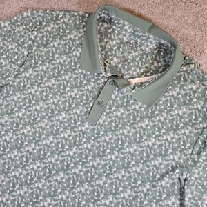 FLX Golf Performance Short Sleeve Collared Golf Polo Mens 2XL Gray Geo Print